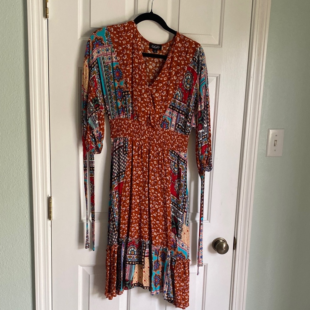 GCG Multicolor Long Sleeve Bohemian Dress